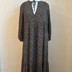 Gentle Fawn Black and Cream Long Sleeve Dress